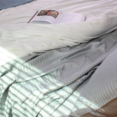 Eucalyptus Sheets - Sheets & Giggles #color_light-gray-stripes