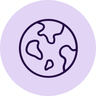 Doodle of the planet on a purple circle