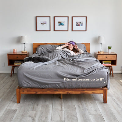 Best Eucalyptus Sheet Sets for mattresses 11" thick and under - best sheets for bed in a box mattress brands like Purple and Casper. Grey||Gray