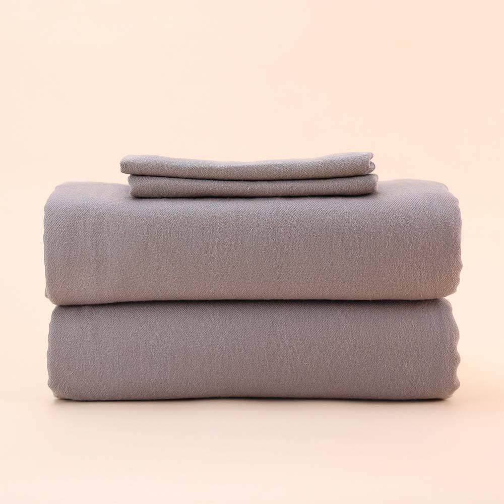 flannel sheets in graphite made from organic cotton and eucalyptus lyocell||graphite