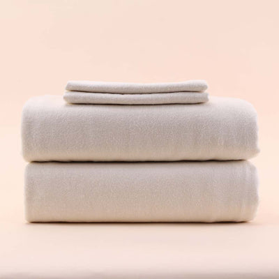 flannel sheets in ivory white made from organic cotton and eucalyptus lyocell||Ivory