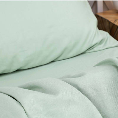 flannel sheets in true sage green made from organic cotton and eucalyptus lyocell. #color_sage