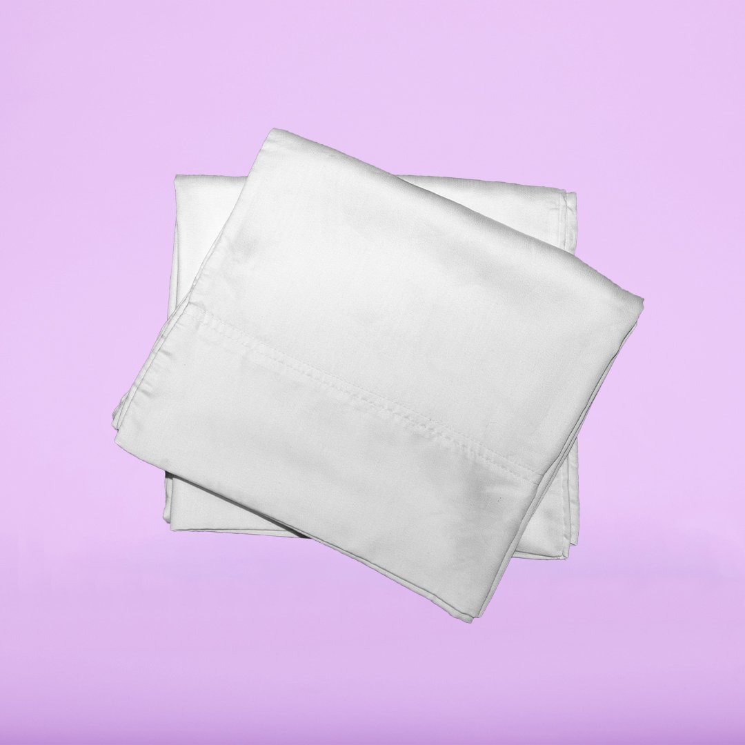 closeup on white eucalyptus pillowcases||White